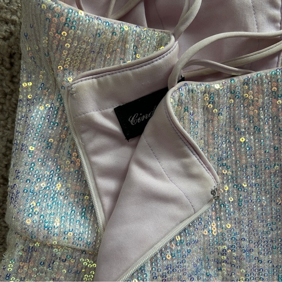 Cinderella Divine Opal Champagne CH209 Backless Sequin Gown Dress Medium - Picture 10 of 15